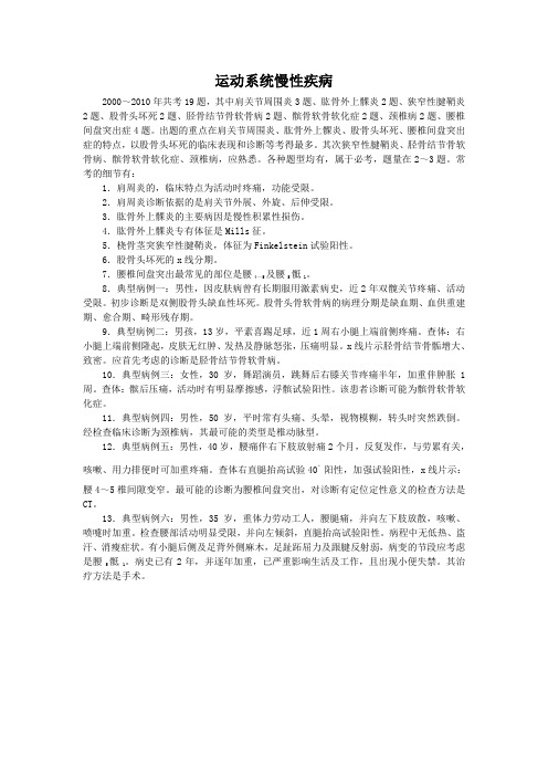 8运动系统慢性疾病医师助理医考点