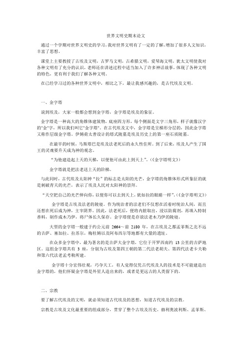世界文明史期末论文