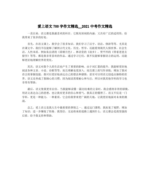 爱上语文700字作文精选__2021中考作文精选