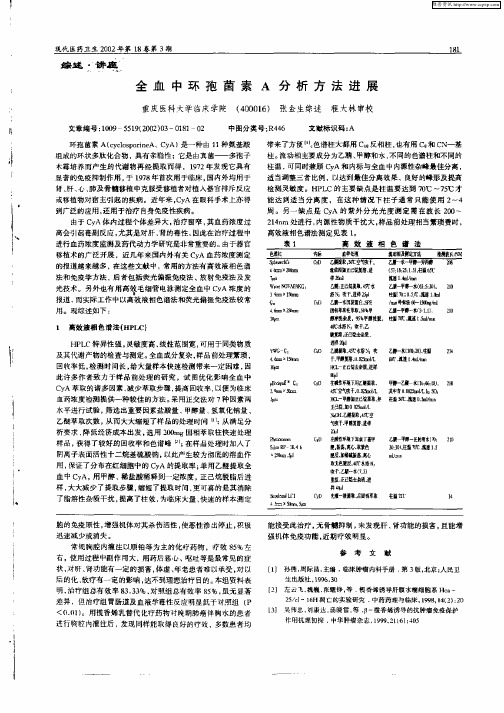 全血中环孢菌素A分析方法进展