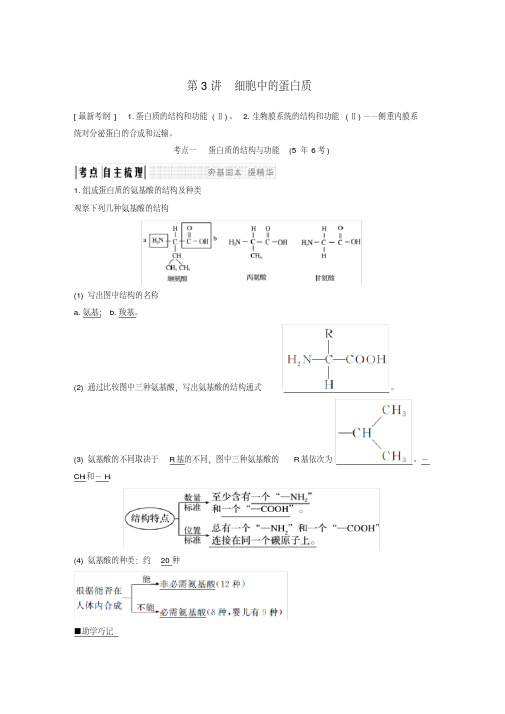 2019版高考生物一轮复习第二单元细胞的自我保障第3讲细胞中的蛋白质创新备考学案中图版