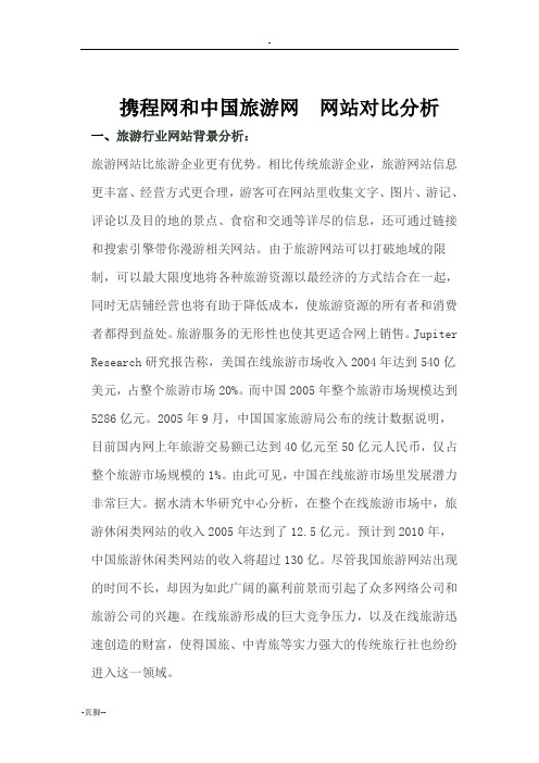 携程网、中国旅游网网站对比分析