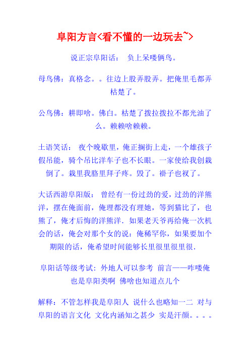 说正宗阜阳话