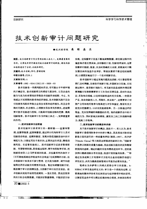 技术创新审计问题研究