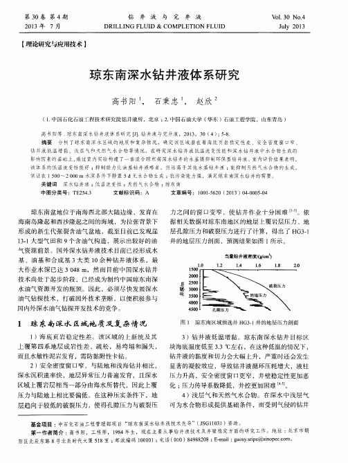 琼东南深水钻井液体系研究