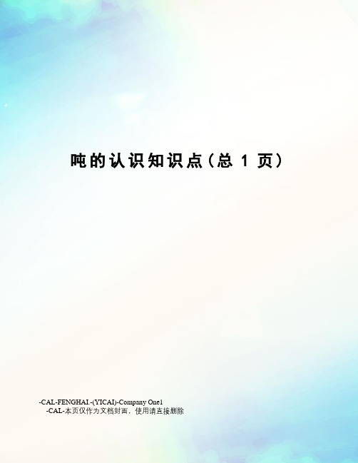 吨的认识知识点