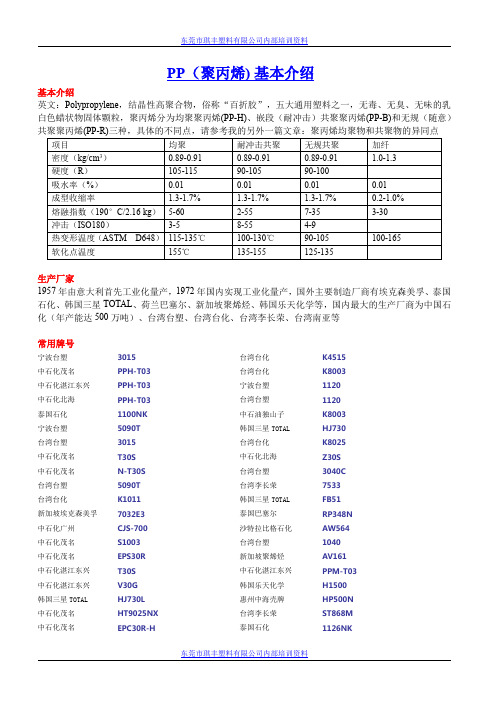 PP(聚丙烯)塑料基本特性及介绍