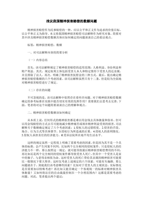 浅议我国精神损害赔偿的数额问题