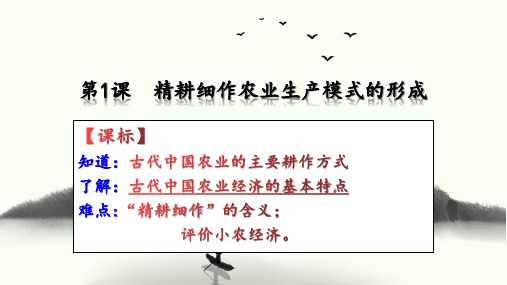 2021-2022学年新教材高一历史必修二第一单元第1课 精耕细作农业生产模式的形成