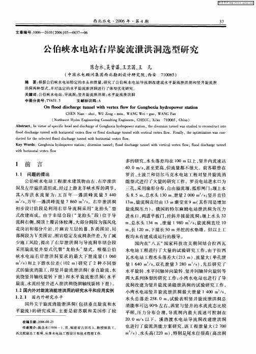 公伯峡水电站右岸旋流泄洪洞选型研究