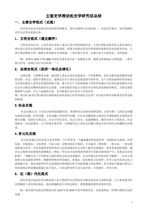 主要史学理论和史学研究法总结