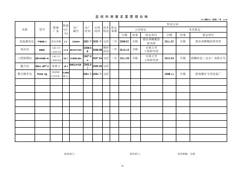 监视和测量装置管理台帐