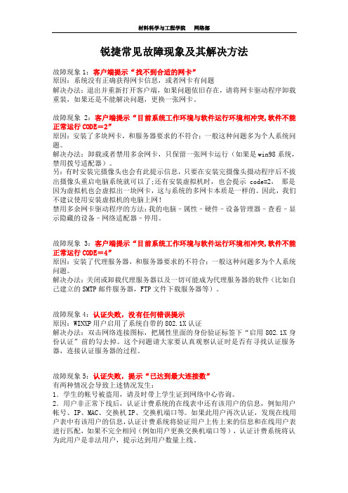 锐捷常见故障现象及其解决方法