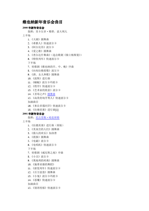 维也纳新年音乐会曲目