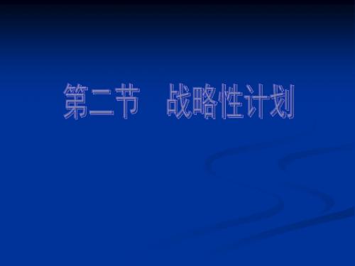 第二节 战略性计划