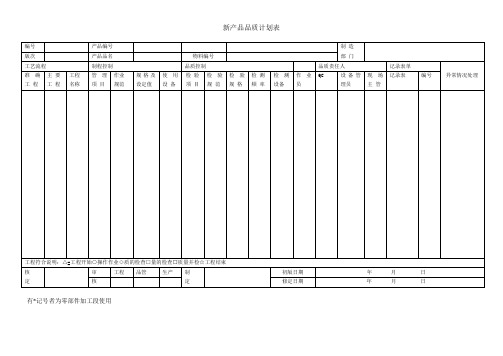 新产品控制计划表