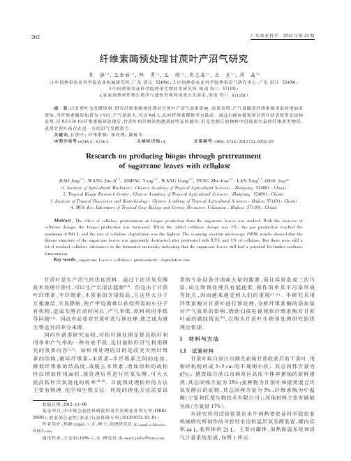 纤维素酶预处理甘蔗叶产沼气研究