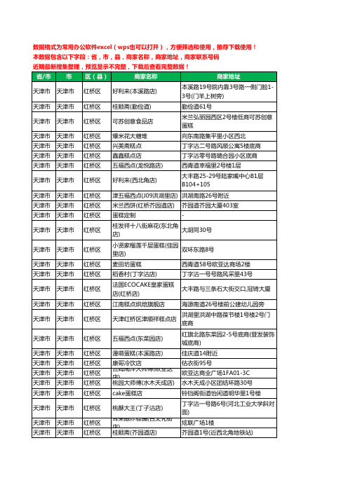 新版天津市天津市红桥区蛋糕房工商企业公司名录名单黄页大全125家