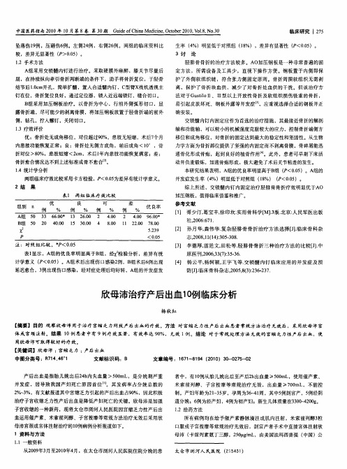 欣母沛治疗产后出血10例临床分析