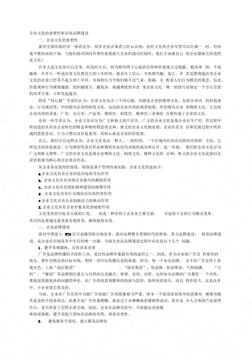 《企业文化的重要性和企业品牌建设》
