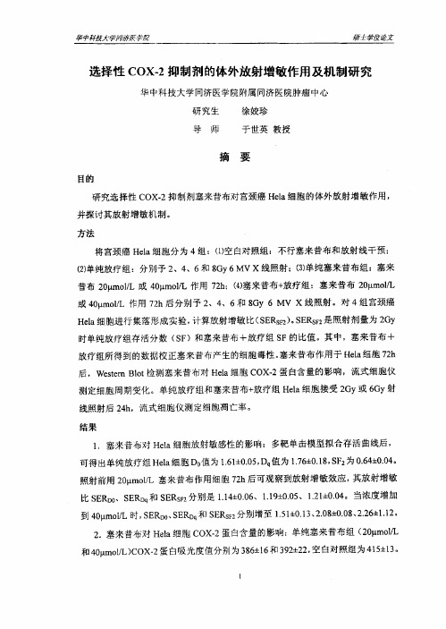 选择性COX-2抑制剂的体外放射增敏作用和机制研究
