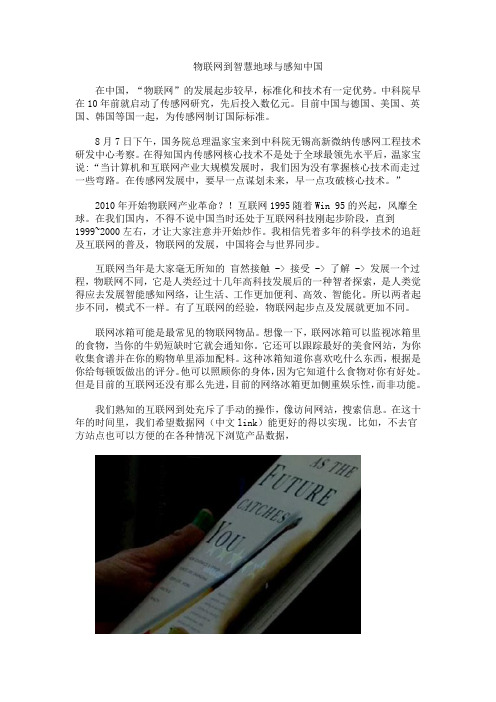 物联网到智慧地球与感知中国