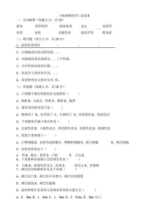 病理解剖学试卷B.doc