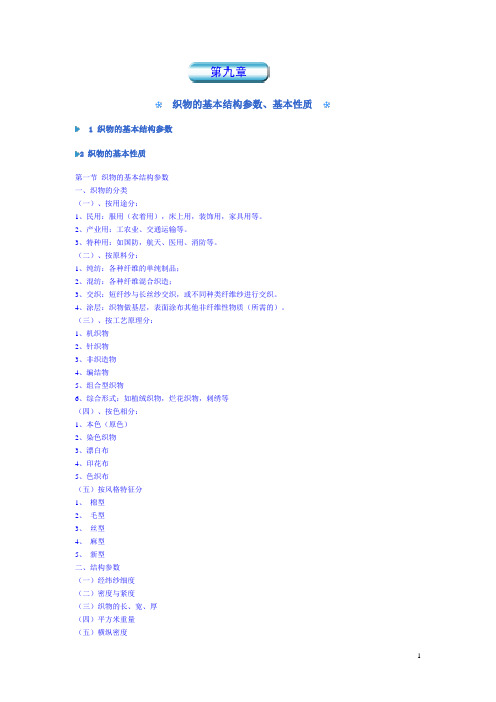 第九章  织物的基本结构参数、基本性质