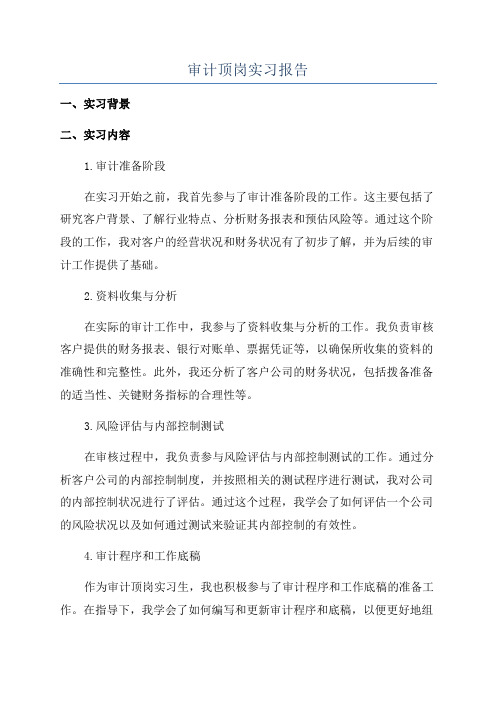 审计顶岗实习报告