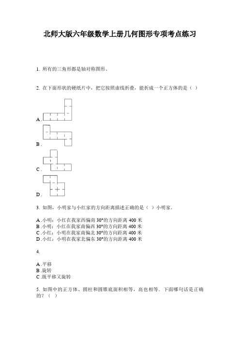 北师大版六年级数学上册几何图形专项考点练习