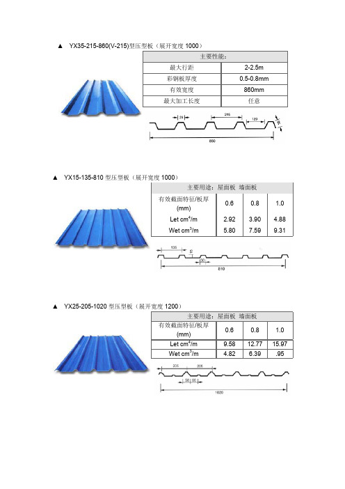 压型钢板尺寸规格