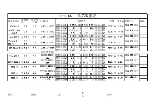 BH-0.66铁芯检验参数表