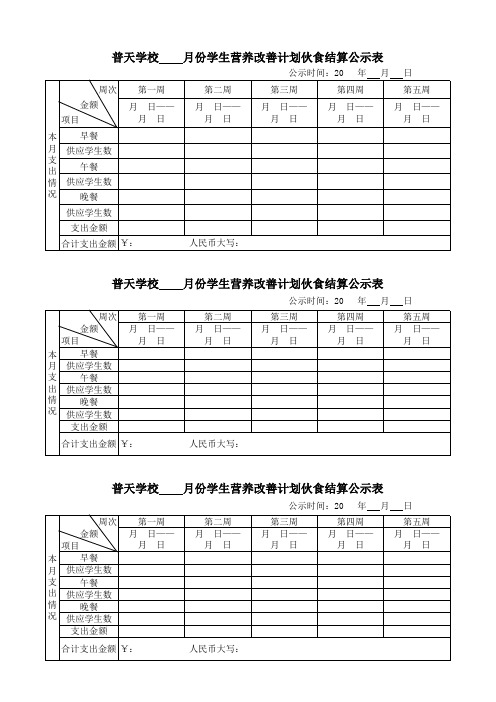 每月资金公示表