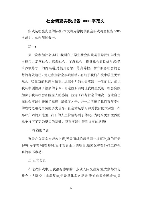 2018社会调查实践报告3000字范文