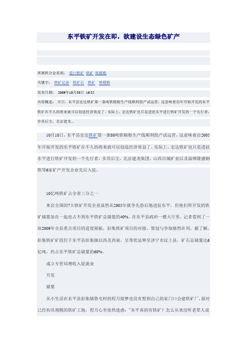 东平铁矿开发在即
