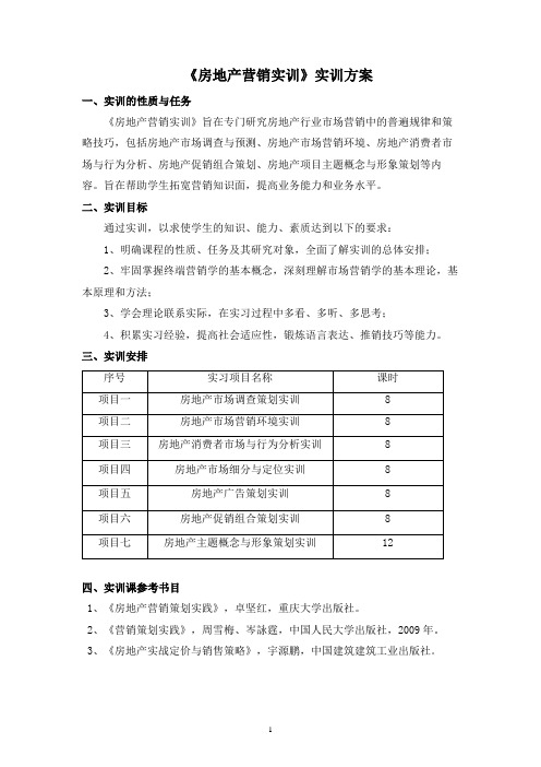 房地产营销实训方案