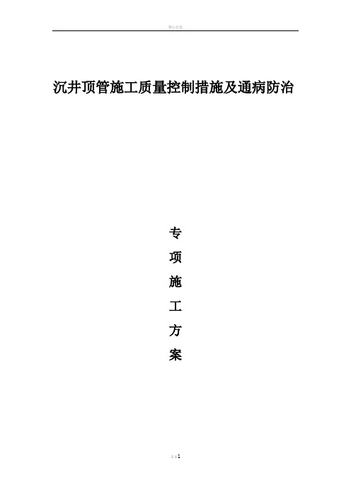 沉井顶管施工质量控制措施及通病防治专项方案