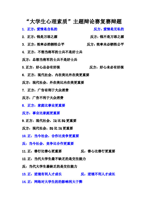 辩论赛辩题