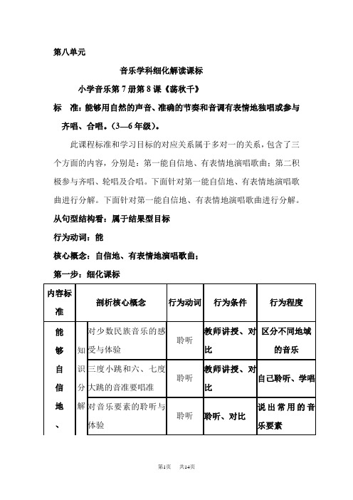 人音版第七册教案小学四年级 第八单元