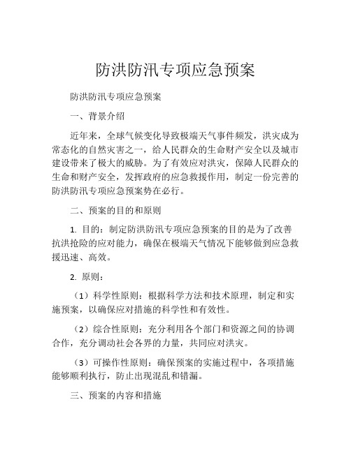防洪防汛专项应急预案