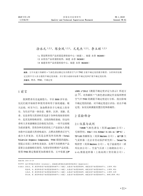 热解析气相色谱法测定燃香产品燃烧后TVOC含量的不确定度评估