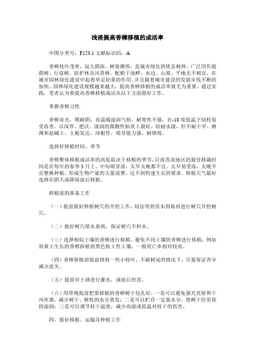 浅淡提高香樟移植的成活率