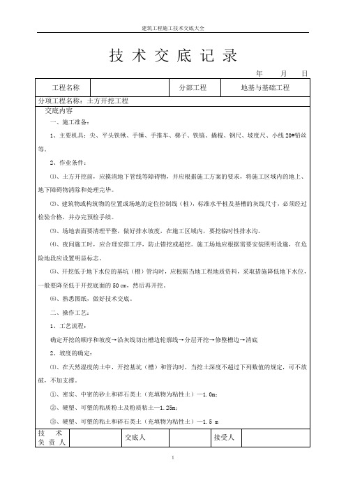 建筑工程施工技术交底大全