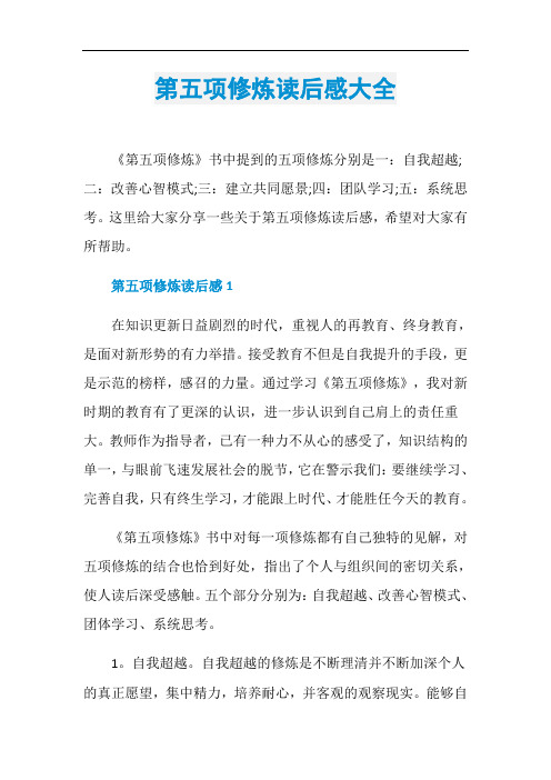 第五项修炼读后感大全