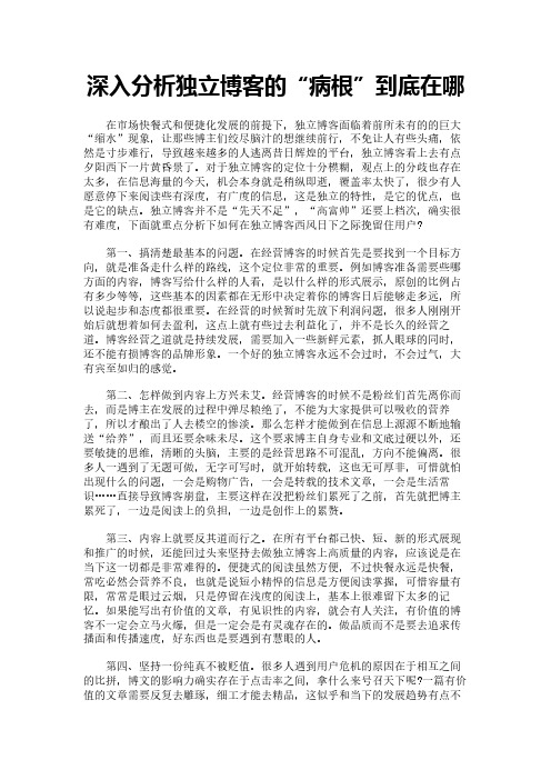 深入分析独立博客的“病根”到底在哪