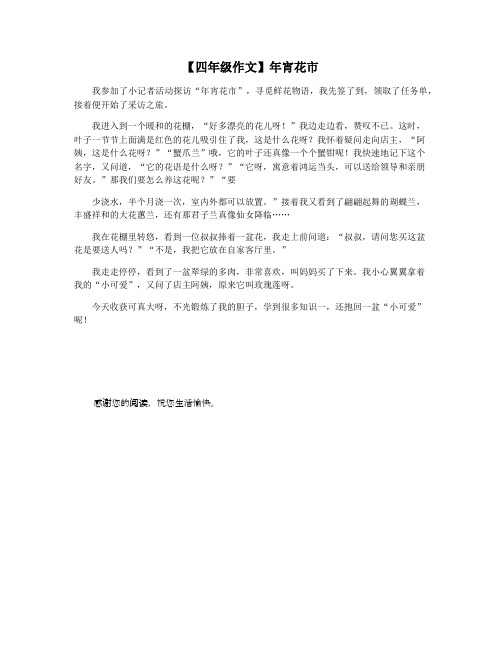 【四年级作文】年宵花市
