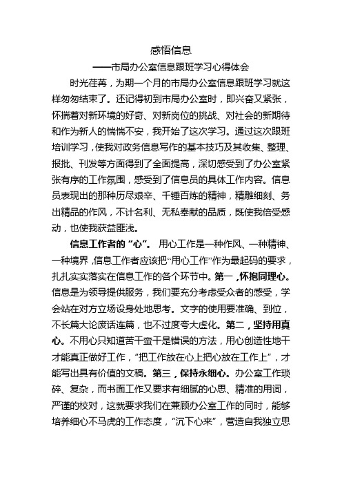 信息跟班学习体会