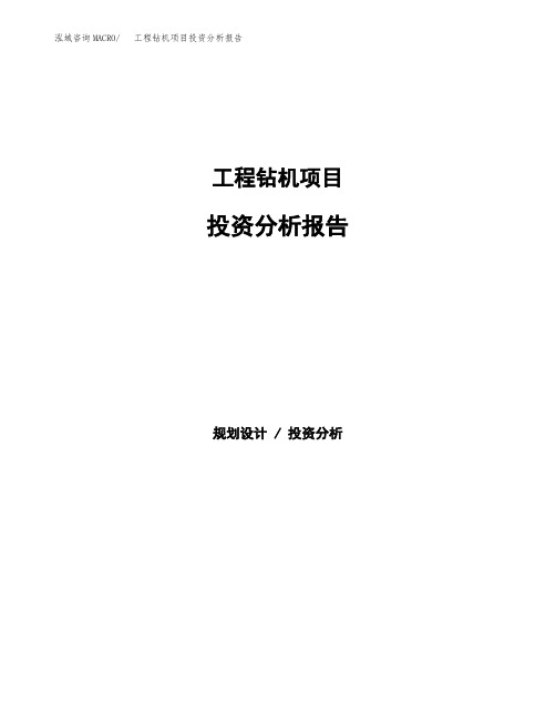 工程钻机项目投资分析报告