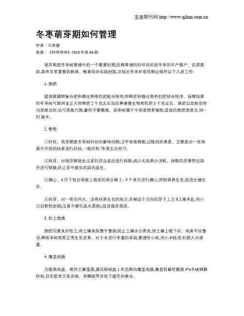 冬枣萌芽期如何管理