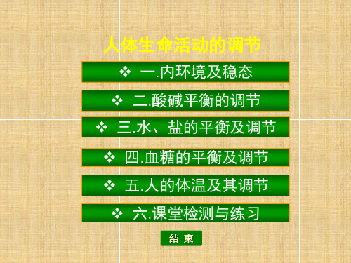 苏教版高中生物必修3人体生命活动的调节(ppt)课件